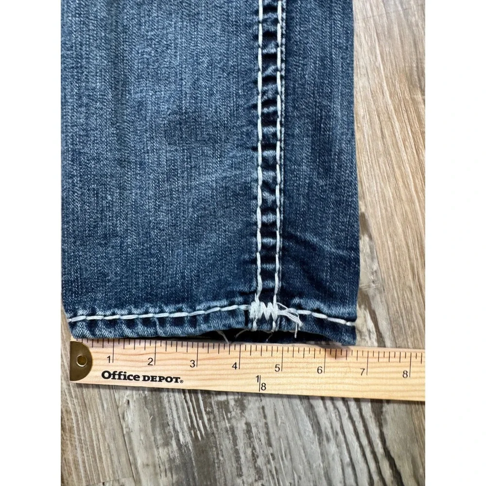 True Religion Jeans Ricky Mens 28x32 Medium Wash Relaxed Straight White T Stitch